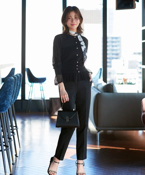 RUIRUE BOUTIQUE(ルイルエブティック)の「洗える/ストレッチ | メッシュ フリル カーデ | カーディガン・ニットカーディガン・トップス・ニットトップス・サマーニット・シアートップス(カーディガン/ボレロ・レディース・ピンク/イエロー/アイボリー/ブラック・L/M)」の6枚目の写真