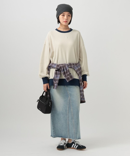 BAYFLOW（ベイフロー）の「配色ワッフルプルオーバー（Tシャツ/カットソー・レディース・ブラウン/オフホワイト/グレー/ネイビー・FREE）」の11枚目の写真