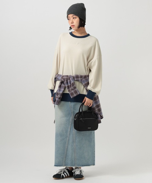 BAYFLOW（ベイフロー）の「配色ワッフルプルオーバー（Tシャツ/カットソー・レディース・ブラウン/オフホワイト/グレー/ネイビー・FREE）」の12枚目の写真