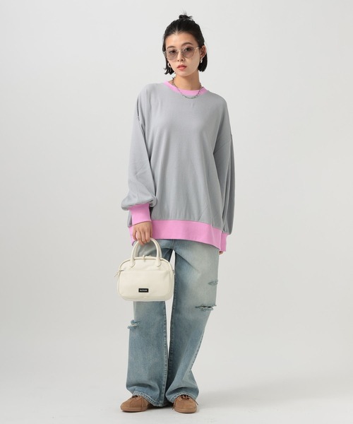 BAYFLOW（ベイフロー）の「配色ワッフルプルオーバー（Tシャツ/カットソー・レディース・ブラウン/オフホワイト/グレー/ネイビー・FREE）」の15枚目の写真