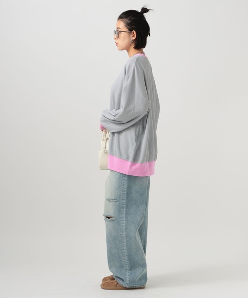 BAYFLOW（ベイフロー）の「配色ワッフルプルオーバー（Tシャツ/カットソー・レディース・ブラウン/オフホワイト/グレー/ネイビー・FREE）」の17枚目の写真