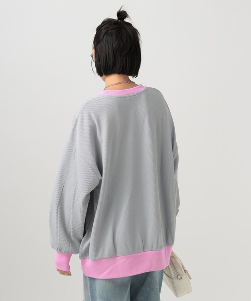 BAYFLOW（ベイフロー）の「配色ワッフルプルオーバー（Tシャツ/カットソー・レディース・ブラウン/オフホワイト/グレー/ネイビー・FREE）」の19枚目の写真