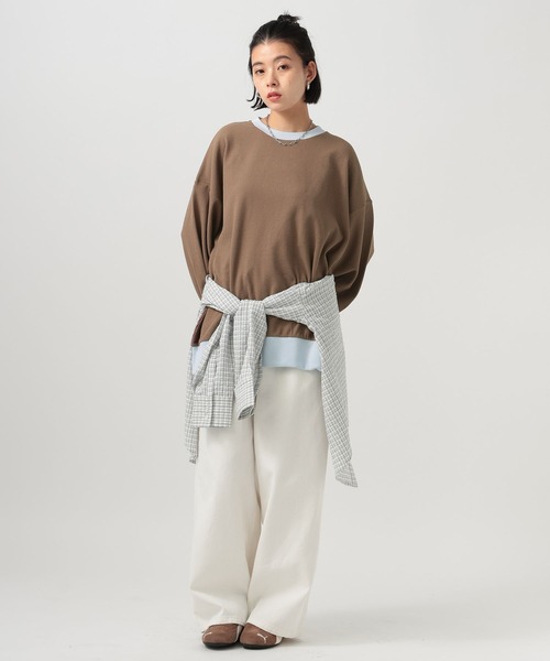 BAYFLOW（ベイフロー）の「配色ワッフルプルオーバー（Tシャツ/カットソー・レディース・ブラウン/オフホワイト/グレー/ネイビー・FREE）」の20枚目の写真