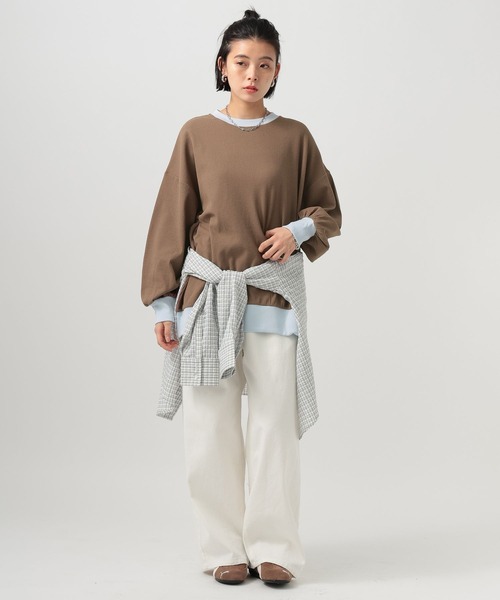 BAYFLOW（ベイフロー）の「配色ワッフルプルオーバー（Tシャツ/カットソー・レディース・ブラウン/オフホワイト/グレー/ネイビー・FREE）」の21枚目の写真