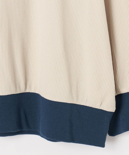 BAYFLOW（ベイフロー）の「配色ワッフルプルオーバー（Tシャツ/カットソー・レディース・ブラウン/オフホワイト/グレー/ネイビー・FREE）」の5枚目の写真