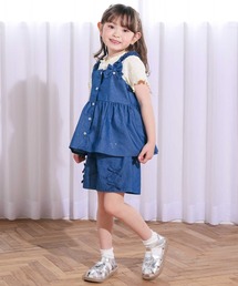 SLAP SLIP（スラップスリップ）の「ラメデニムビスチェ&ショートパンツセットアップ(90~130cm)（セットアップ）」