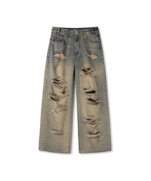 APOSTROPHE COMMA（アポストロフィコンマ）の「ホリゾンディスウォッシングワイドデニムパンツ_ブロンズグレー（デニムパンツ）」