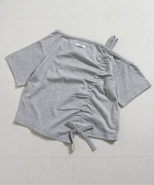 algy（アルジー）の「ギャザー半袖Tシャツ（Tシャツ/カットソー・キッズ・サックスブルー/ブラック/オフホワイト/グレー・150/140/130/160）」の3枚目の写真