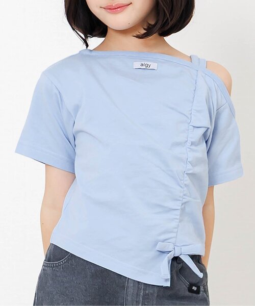 algy（アルジー）の「ギャザー半袖Tシャツ（Tシャツ/カットソー・キッズ・サックスブルー/ブラック/オフホワイト/グレー・150/140/130/160）」の4枚目の写真