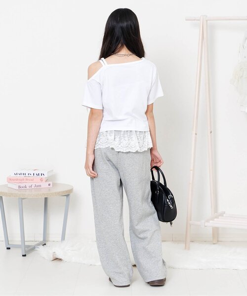 algy（アルジー）の「ギャザー半袖Tシャツ（Tシャツ/カットソー・キッズ・サックスブルー/ブラック/オフホワイト/グレー・150/140/130/160）」の6枚目の写真