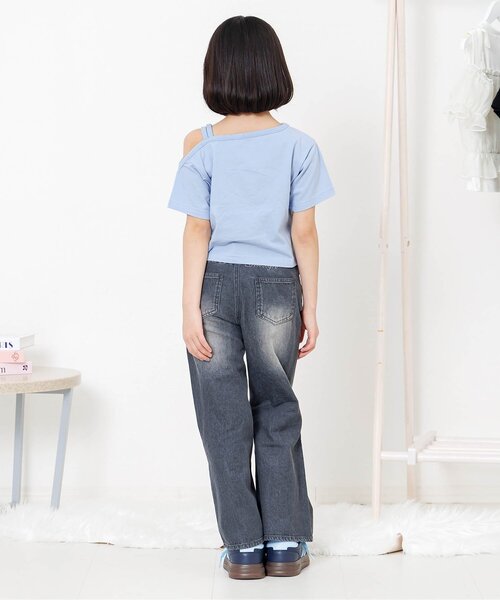 algy（アルジー）の「ギャザー半袖Tシャツ（Tシャツ/カットソー・キッズ・サックスブルー/ブラック/オフホワイト/グレー・150/140/130/160）」の10枚目の写真