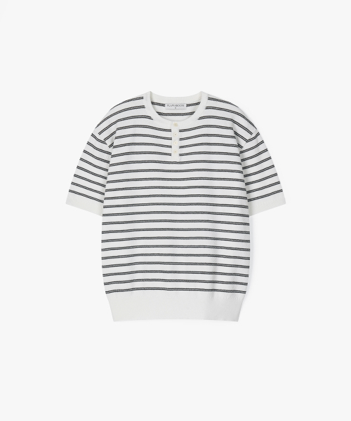 FLAWSROOM(フローズルーム)の「Stripe Henleyneck Cotton Knit IVORY(ニット/セーター・メンズ・その他・MEDIUM/LARGE)」の2枚目の写真