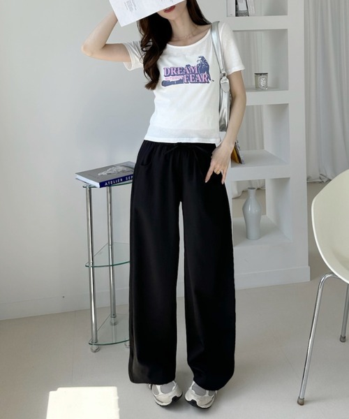 Ada.（エイダ）の「切り替えデザイン ワイドカーブナイロンパンツ（その他パンツ・レディース・ネイビー/ブラック/ライトベージュ・FREE）」の11枚目の写真