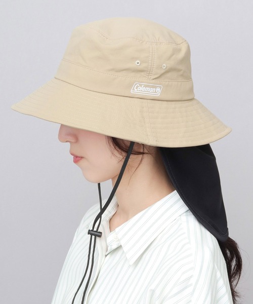 COLEMAN（コールマン）の「撥水 タフタナイロン 接触冷感サンシェード付き アドベンチャーハット ダークルームテクノロジー採用（遮光・UV遮断・遮熱設計）（ハット・メンズ・ベージュ/ブラック/カーキ/チャコール・FREE）」の3枚目の写真