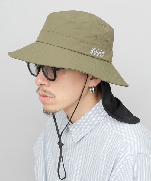 COLEMAN（コールマン）の「撥水 タフタナイロン 接触冷感サンシェード付き アドベンチャーハット ダークルームテクノロジー採用（遮光・UV遮断・遮熱設計）（ハット・メンズ・ベージュ/ブラック/カーキ/チャコール・FREE）」の4枚目の写真