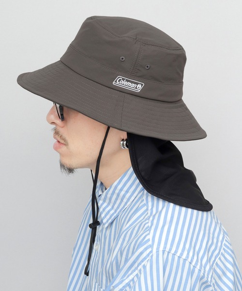 COLEMAN（コールマン）の「撥水 タフタナイロン 接触冷感サンシェード付き アドベンチャーハット ダークルームテクノロジー採用（遮光・UV遮断・遮熱設計）（ハット・メンズ・ベージュ/ブラック/カーキ/チャコール・FREE）」の2枚目の写真
