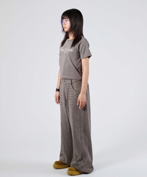 sedacle girl(セダクルガール)の「フロントアイレット加工TEE(Tシャツ/カットソー・レディース・ブラウン/ブラック/チャコールグレー・MEDIUM/SMALL)」の7枚目の写真