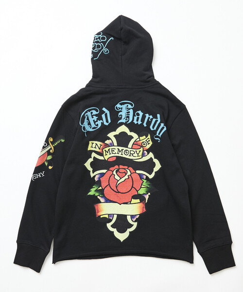 FREAK'S STORE(フリークスストア)の「限定展開 Ed Hardy/エドハーディ ED HARDY ROSE R- STONE HOODIE(パーカー・メンズ・ブラック・MEDIUM/X-LARGE/LARGE)」の2枚目の写真