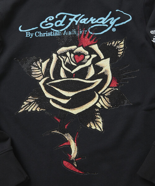 FREAK'S STORE(フリークスストア)の「限定展開 Ed Hardy/エドハーディ ED HARDY ROSE R- STONE HOODIE(パーカー・メンズ・ブラック・MEDIUM/X-LARGE/LARGE)」の5枚目の写真