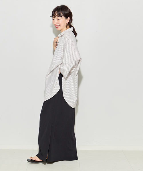 journal standard L'essage(ジャーナルスタンダードレサージュ)の「ポプリンストライプ/無地ラウンドシャツ(シャツ/ブラウス・レディース・ブルー系その他/コバルトブルー/ホワイト・FREE)」の14枚目の写真