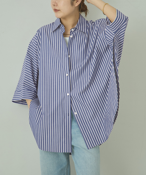 journal standard L'essage(ジャーナルスタンダードレサージュ)の「ポプリンストライプ/無地ラウンドシャツ(シャツ/ブラウス・レディース・ブルー系その他/コバルトブルー/ホワイト・FREE)」の21枚目の写真