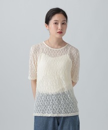 LEPSIM | ストレッチレース5分袖T　672392【KKfashion紹介アイテム】(Tシャツ/カットソー)