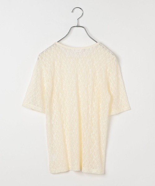 LEPSIM（レプシィム）の「ストレッチレース5分袖T　672392【KKfashion紹介アイテム】（Tシャツ/カットソー・レディース・アイボリー/ブラック/オフホワイト/チャコールグレー・FREE）」の5枚目の写真
