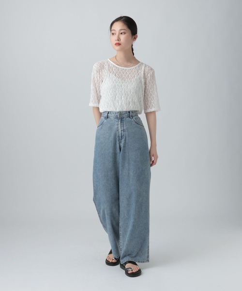 LEPSIM（レプシィム）の「ストレッチレース5分袖T　672392【KKfashion紹介アイテム】（Tシャツ/カットソー・レディース・アイボリー/ブラック/オフホワイト/チャコールグレー・FREE）」の16枚目の写真