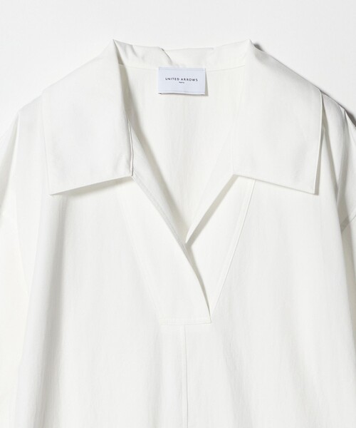 UNITED ARROWS（ユナイテッドアローズ）の「コットン スキッパー シャツ ワンピース ‐ウォッシャブル‐（ワンピース・レディース・ネイビー/オフホワイト/ライラック・36/38）」の11枚目の写真