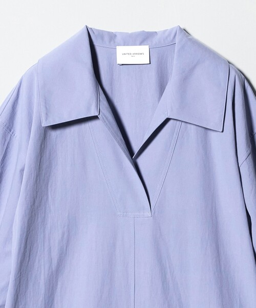 UNITED ARROWS（ユナイテッドアローズ）の「コットン スキッパー シャツ ワンピース ‐ウォッシャブル‐（ワンピース・レディース・ネイビー/オフホワイト/ライラック・36/38）」の21枚目の写真