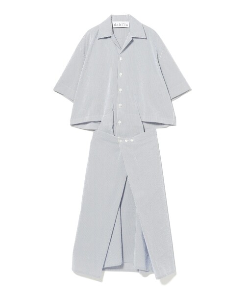 fennica（フェニカ）の「dahl'ia / シャツ ワンピース（ワンピース・レディース・ダークグリーン/ブルー・ONE SIZE）」の2枚目の写真