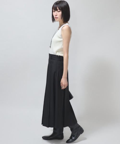 leimn（レイムン）の「チュールドッキングニットタンク（タンクトップ・レディース・オフホワイト/ブラック/ブラウン/ピンク・M）」の9枚目の写真