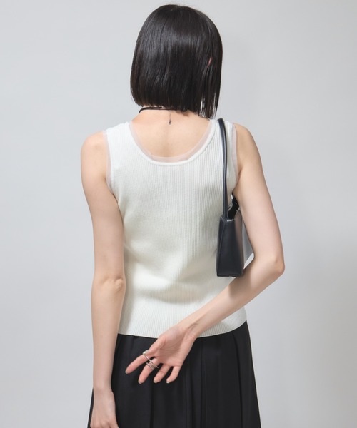 leimn（レイムン）の「チュールドッキングニットタンク（タンクトップ・レディース・オフホワイト/ブラック/ブラウン/ピンク・M）」の7枚目の写真