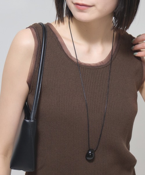 leimn（レイムン）の「チュールドッキングニットタンク（タンクトップ・レディース・オフホワイト/ブラック/ブラウン/ピンク・M）」の21枚目の写真