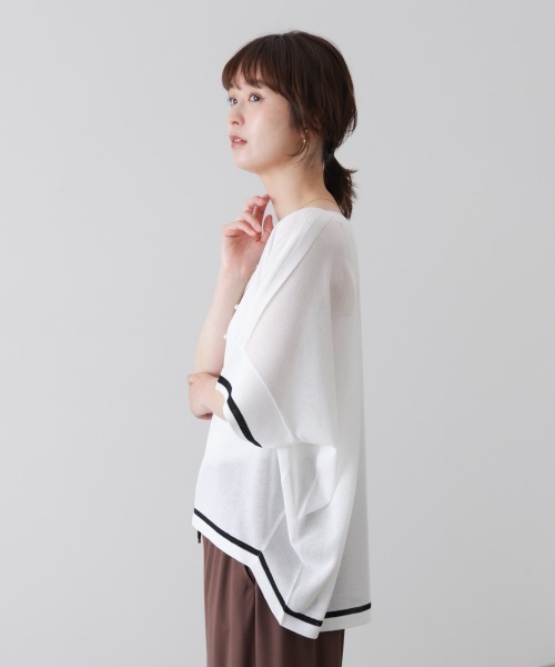 Bou Jeloud(ブージュルード)の「麻ライクニットプルオーバー(Tシャツ/カットソー・レディース・A/グリーン/オフホワイト・FREE)」の7枚目の写真
