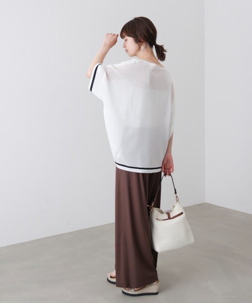Bou Jeloud(ブージュルード)の「麻ライクニットプルオーバー(Tシャツ/カットソー・レディース・A/グリーン/オフホワイト・FREE)」の8枚目の写真