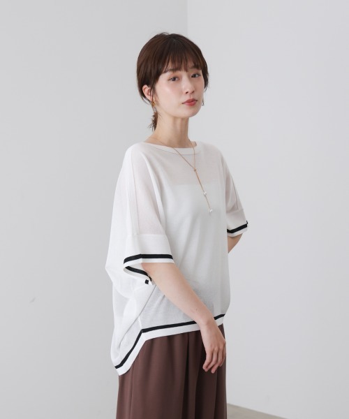 Bou Jeloud(ブージュルード)の「麻ライクニットプルオーバー(Tシャツ/カットソー・レディース・A/グリーン/オフホワイト・FREE)」の9枚目の写真
