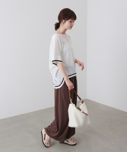 Bou Jeloud(ブージュルード)の「麻ライクニットプルオーバー(Tシャツ/カットソー・レディース・A/グリーン/オフホワイト・FREE)」の11枚目の写真