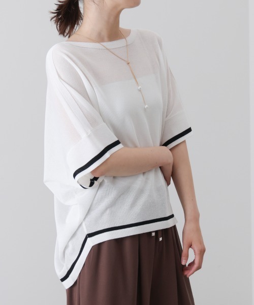 Bou Jeloud(ブージュルード)の「麻ライクニットプルオーバー(Tシャツ/カットソー・レディース・A/グリーン/オフホワイト・FREE)」の12枚目の写真