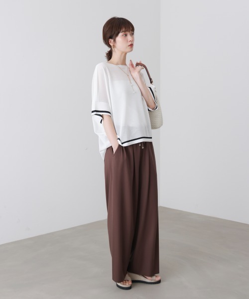 Bou Jeloud(ブージュルード)の「麻ライクニットプルオーバー(Tシャツ/カットソー・レディース・A/グリーン/オフホワイト・FREE)」の13枚目の写真