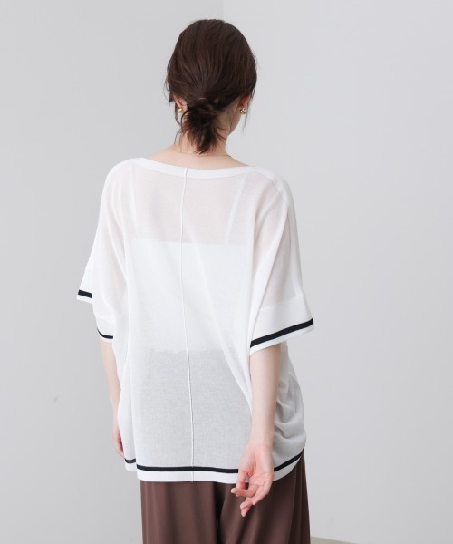 Bou Jeloud(ブージュルード)の「麻ライクニットプルオーバー(Tシャツ/カットソー・レディース・A/グリーン/オフホワイト・FREE)」の14枚目の写真