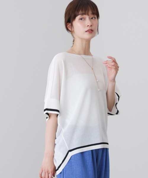 Bou Jeloud(ブージュルード)の「麻ライクニットプルオーバー(Tシャツ/カットソー・レディース・A/グリーン/オフホワイト・FREE)」の17枚目の写真