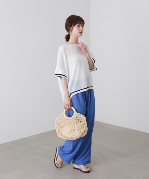 Bou Jeloud(ブージュルード)の「麻ライクニットプルオーバー(Tシャツ/カットソー・レディース・A/グリーン/オフホワイト・FREE)」の19枚目の写真