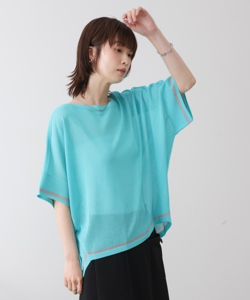 Bou Jeloud(ブージュルード)の「麻ライクニットプルオーバー(Tシャツ/カットソー・レディース・A/グリーン/オフホワイト・FREE)」の22枚目の写真