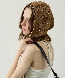 uyu.（ウユ）の「パール付き フリンジニット帽（ニットキャップ/ビーニー）」