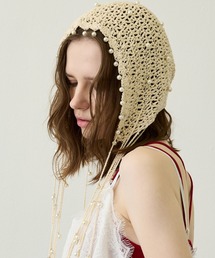 uyu.（ウユ）の「パール付き フリンジニット帽（ニットキャップ/ビーニー）」