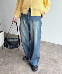 CPCM | ハイウエストストレート麻混デニム(その他パンツ)