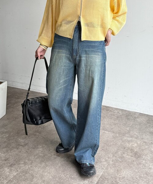 CPCM(シーピーシーエム)の「ハイウエストストレート麻混デニム(その他パンツ・レディース・ブルー/ダークブルー/ネイビー・MEDIUM/SMALL)」の12枚目の写真