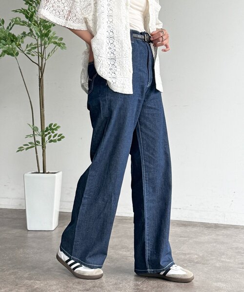 CPCM(シーピーシーエム)の「ハイウエストストレート麻混デニム(その他パンツ・レディース・ブルー/ダークブルー/ネイビー・MEDIUM/SMALL)」の21枚目の写真