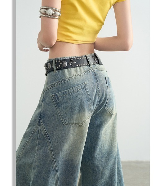 center i(センターアイ)の「サイドカーブ切替ダメージデニムパンツ(デニムパンツ・レディース・ブルー・S/M)」の11枚目の写真
